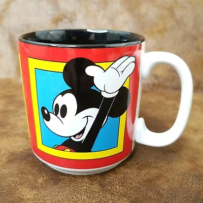 Disney Mickey Mouse Coffee Cup Mug Faces In Windows Red Black Blue Yellow 12 Oz • $10.95