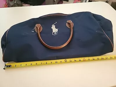 Vintage Polo Duffle Bag Dark Blue Leather • $12