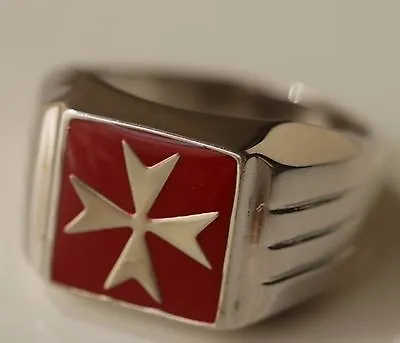 Sterling Silver Malta Knights Maltese Cross Solid Ring ALL SIZES Square Blue Red • $82.98