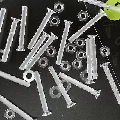 £24.14 • Buy 50x Countersunk Screw Nuts & Bolts Transparent Clear Plastic Acrylic M3 X 25mm