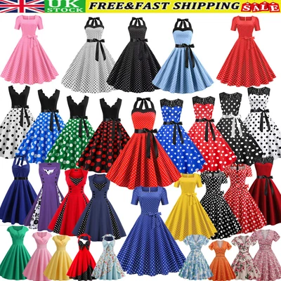 £16.39 • Buy UK Women Retro 50s60s Swing Dress Rockabilly Evening Party Cocktail Casual Dress