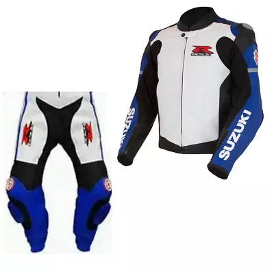 Suzuki GSXR Mens Motorcycle 2PC Suit Leather Motorbike BIker Racing Armour Sport • $315.80