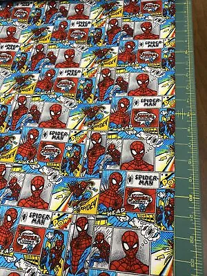 $6 • Buy Marvel Spiderman Comic By The 1/2 Yard Cotton Flannel Fabric