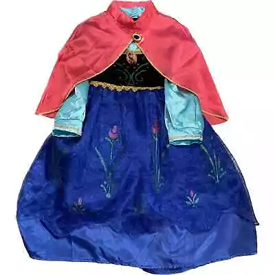 Disney Frozen Anna Costume Dress Girls Size 4-6 Long Sleeve Blue Red Princess • $20.24
