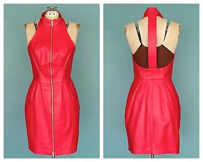 Michael Hoban Womens Dress 80s Designer Vintage Leather Dress Size Small • $265