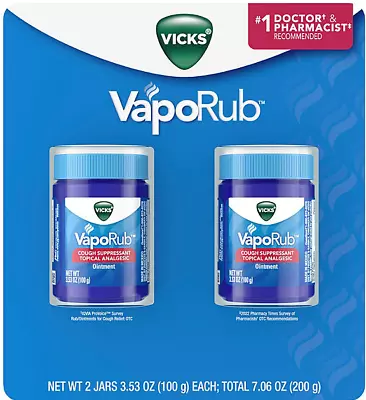 Vicks VapoRub Cough Suppressant 2 Jars 3.53 OZ Each. Cough Suppressant • $18.50