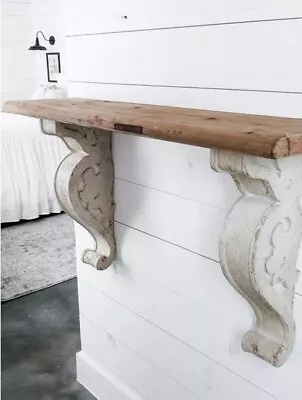 Floating Wall Mount Molding Ledge Handmade Antique Wood Corbel Reclaimed Shelf • $147.96