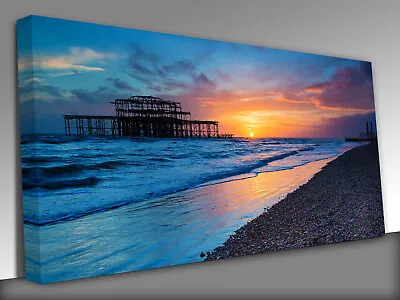 £39 • Buy Brighton West Pier At Sunset, UK Canvas Wall Art Picture Print