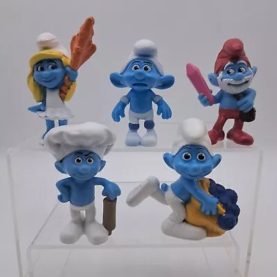 Peyo Smurfs Smurfette Papa Greedy Panicky Baker 5 Figure Lot McDonalds Toy 2011 • $9.98