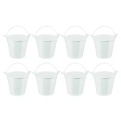 8 Pcs 2.4 X2  Small Metal Buckets Mini Galvanized Easter Buckets White • $15.38