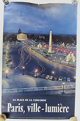 French Ministry Of Tourism Vintage Poster Paris City Of Lights 1950s 1960s • $29