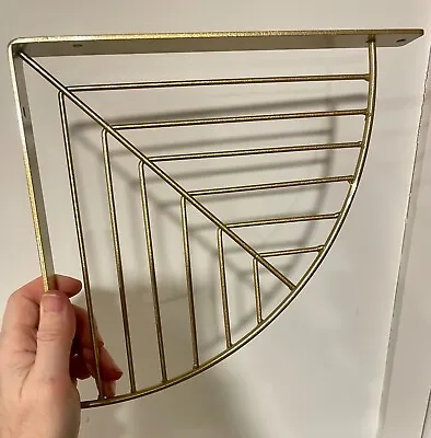 2 Metal Aluminum Shelf Brackets Gold 10” Vtg Mid Century Modern Retro Triangle • $27.99