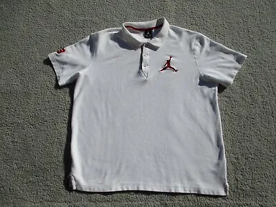Jordan Polo Shirt Mens 2XLarge Cotton White Red #23 Nike Air Jordan Jumpman  MJ • $31.95