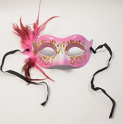 Venetian Masquerade Ball Party Mask Glitter With Tie Design C 4 Colours  • £4.99
