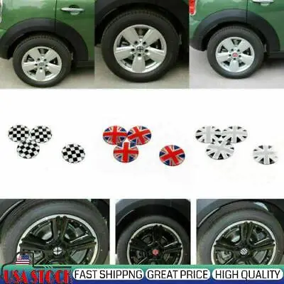 Wheel Center Hub Cap Emblem Badge Jack UK Flag Checkered Fits Mini Cooper • $11.63