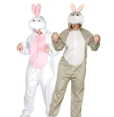 BUNNY RABBIT White Grey Jumpsuit Fancy Dress Costume Adult Plush Bugs Easter • £25.95