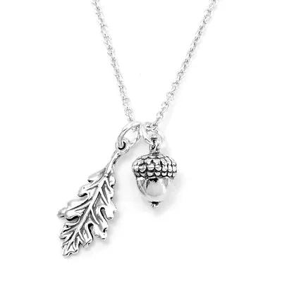 $26 • Buy Sterling Silver Tiny Oak Leaf And Acorn Charm Necklace #C6788