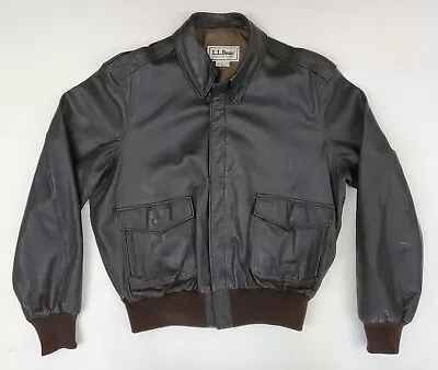 Vintage LL BEAN Brown Goatskin Leather A-2 Bomber Flight Jacket  Made In USA 44 • $145.88