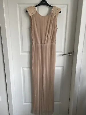 Ladies Nude Peach MISS SELFRIDGE Sleeveless Sequin Pleated Dress - Size 10 • $11.13