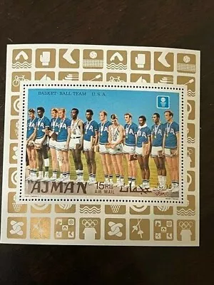 Ajman Sport Usa Basketball Team Olympics Mexico 1968 Souvenir Sheet Mnh • $2.99