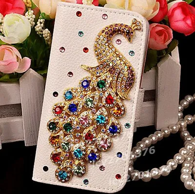 For Samsung Galaxy S9 S10 S20 S21 Bling Peacock Leather Flip Wallet Cover Case • £14.39