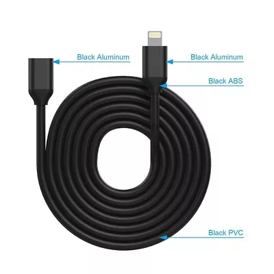 8 Pin Aluminum Male To Female Extension Data Cord Cable For Apple IPhone IPad • £4.79