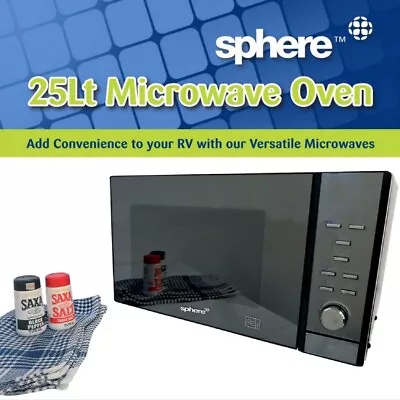 Sphere Caravan Microwave Oven 25L 900W Mirror Finish Fitted In Jayco Expanda RV • $229