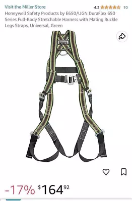 Honeywell E650 Full Body DURAFLEX SAFETY HARNESS L/XL Factory Sealed New! • $56.95