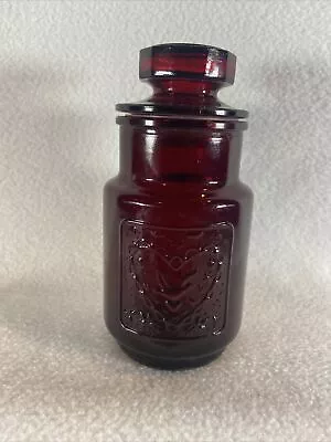 VINTAGE Wheaton NJ Glass Co. Ruby Red 4 1/4  Jar Pressed Design • $8.79