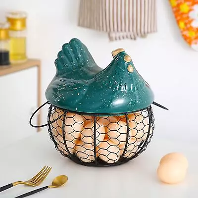 Egg Storage Basket Kitchen Egg Container Countertop Accessories With Ceramic • £30.25