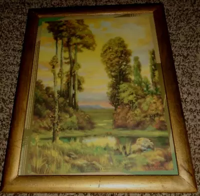 R. Atkinson Fox Trees Pond Hills Sun Set 11 X8.75  Framed Print 1920s • $79.99