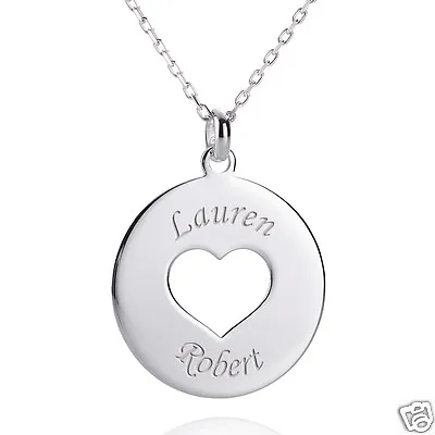 Round Pendant With Cut Out Heart & 20  Sterling Silver 925 Trace Chain Necklace  • £38.03