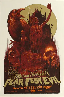 Kirk Hammett Metallica Autographed Limited 4/11/2015 Fear Fest Evil Poster Rare  • $299.99