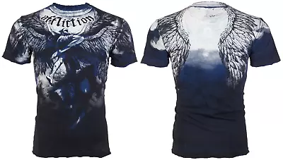 AFFLICTION Men's T-shirt UPWARD Biker Wings Tattoo Blue MMA All Sizes • $29.99