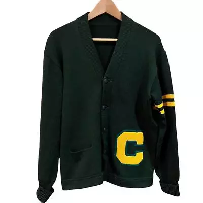 VTG 50s/60s WOOL Cardigan Letterman Varisty College School Sweater M • $23.95