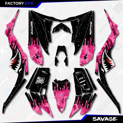 $124.99 • Buy Pink Savage Camo Racing Graphics Kit Fits Yamaha Raptor 350 04-13 Quad Decals