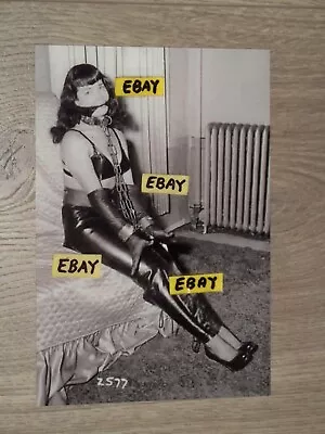 4X6 Vintage Artistic Bondage Photo Bettie Page Tied Up In Chains & Gagged On Bed • $1.99