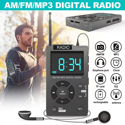 £18.99 • Buy Personal Portable Pocket Digital AM+ FM Radio Earphone MP3 Player With Earphone