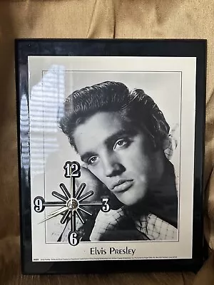 19x16 VTG Lacquered Wood Young Elvis Presley Clock • $5