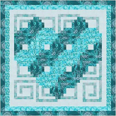 $40 • Buy Precut Log Cabin Quilt Kit Frontier Heart Blue And Teal