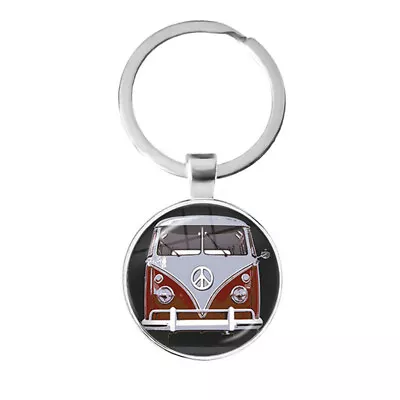 Red Hippie Peace Sign Kombi Bus Keychain(1only) • $10.95