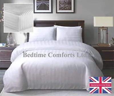 EURO IKEA SINGLE SIZE 36  X 74  Hotel Quality SATIN STRIPE FITTED SHEET - WHITE • £18.99