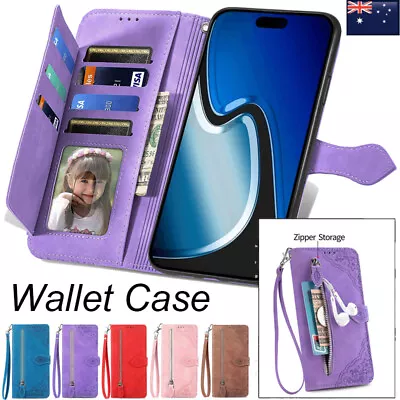 For IPhone 15 14 13 12 11 Pro Max 8 Plus Zip Wallet Case Shockproof Flip Cover • $7.39