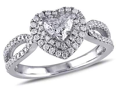 1.00 Carat (ctw Clarity SI2-I1 Color G-H) Halo Heart Diamond Engagement Ring • $2495
