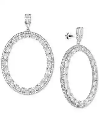 Tiara Cubic Zirconia Circle Drop Earrings In Sterling Silver • $59.99