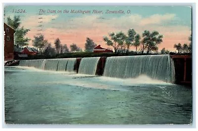 1914 The Dam On The Muskingum River Zanesville Ohio OH Posted Vintage Postcard • $29.95