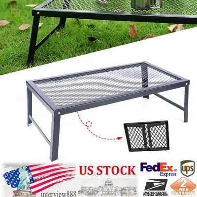 Foldable Camping Grill Fire Pit Grate Campfire Cooking Portable Stand Equipment • $32