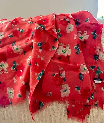 J.Crew Red/multicolor Rectangular Floral Wool Scarf - Vintage Unused Item! • $40