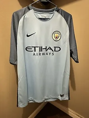 Manchester City 2016-2017 Home Football Shirt Soccer Jersey Nike Men’s Size L • $39.99