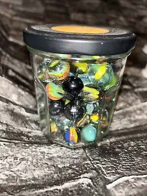 Collection Of Glass Marbles In A Jar. Gift Christmas Decor House Crafts • £5.75
